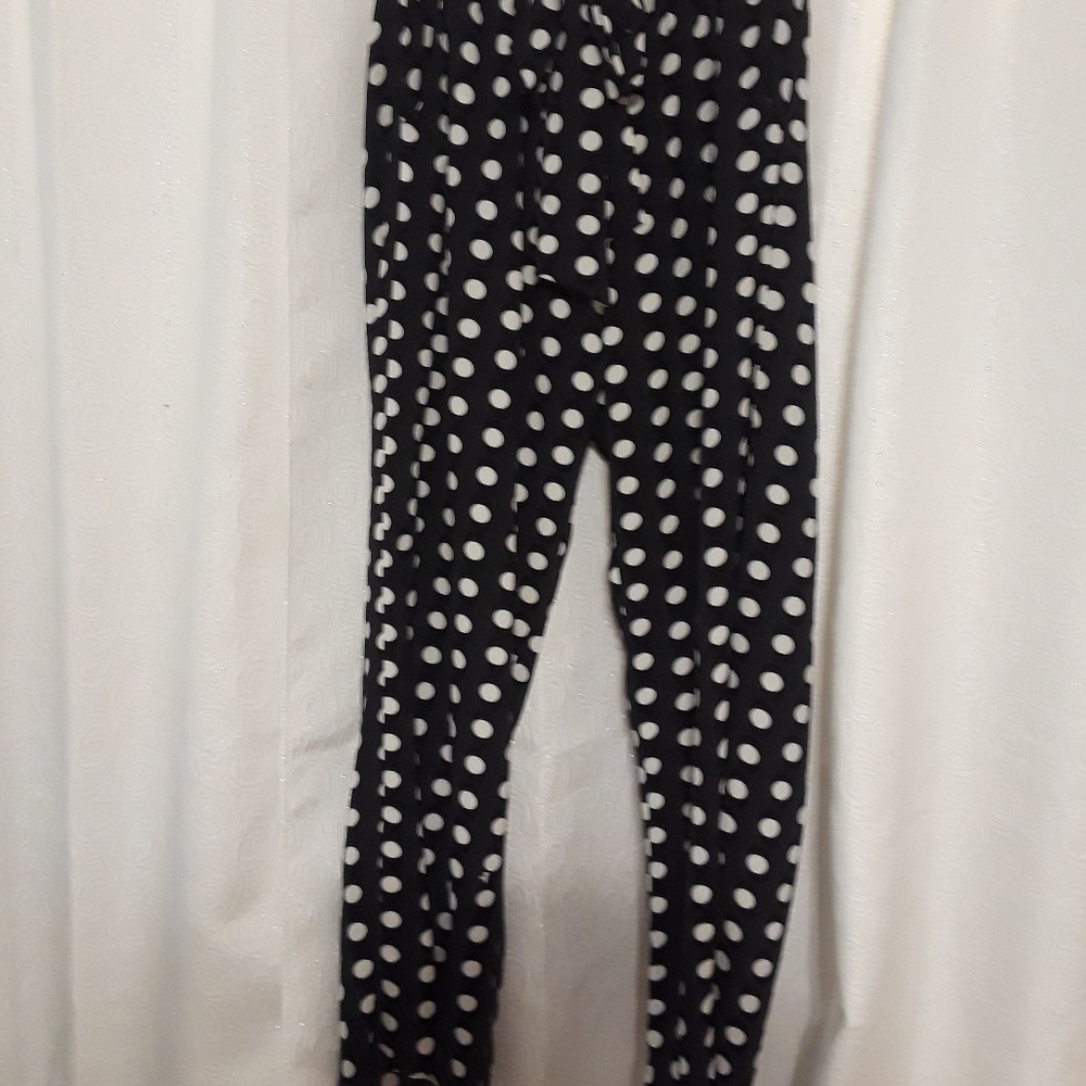 Polka dot tie front pants
